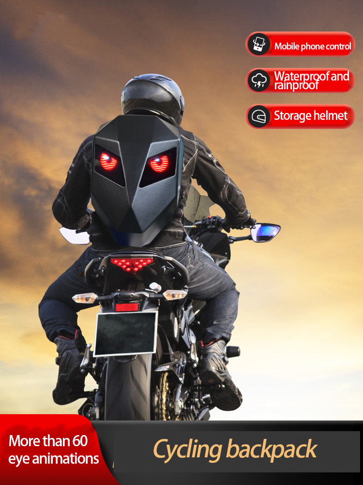 Motorcycle Helmet Backpack Waterproof Led - Motorcycle riding backpack, backpack, LED light