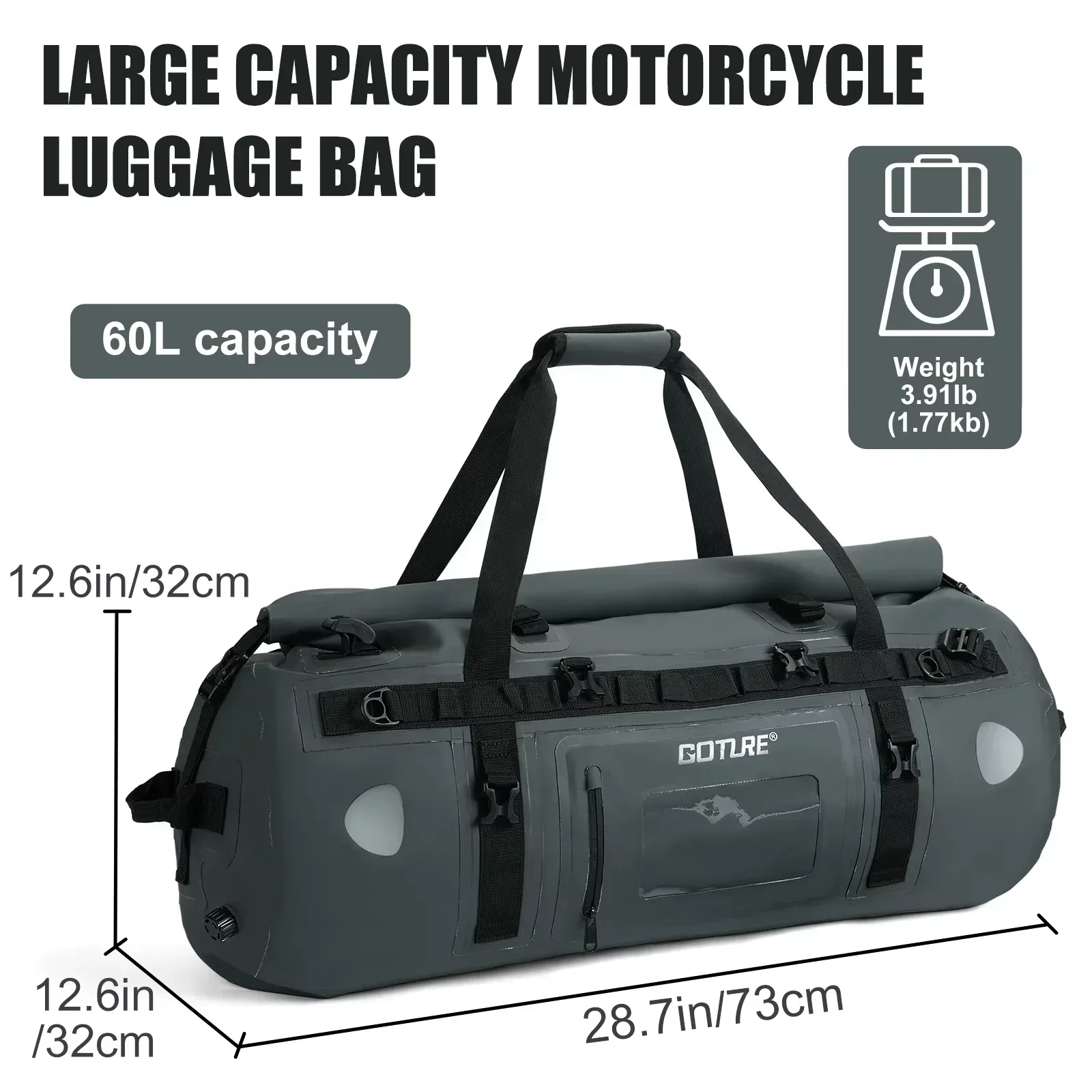 Goture Roll Top Waterproof Dry - Motorcycle Tail Bag Waterproof Roll Top recension och pris