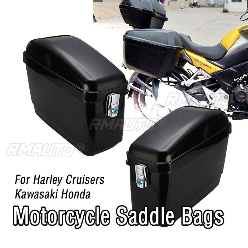 1 Pair Universal 30L Black/Whi - Motorcycle Saddlebags Hard Luggage Panniers recension och pris