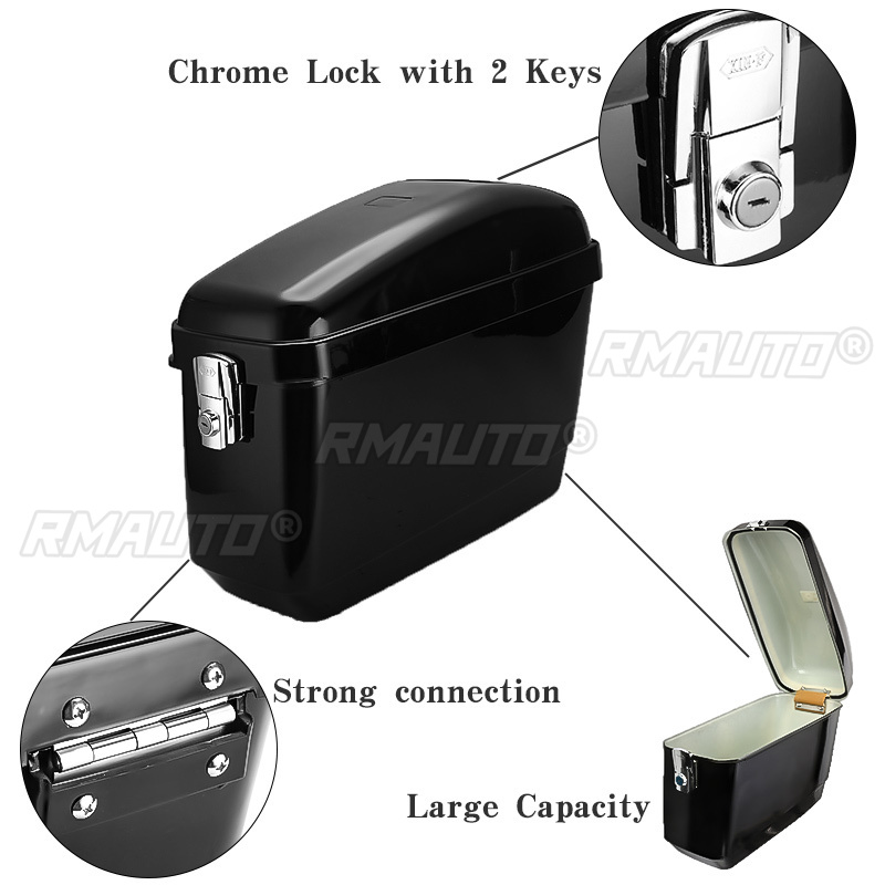 1 Pair Universal 30L Black/Whi - Motorcycle Saddlebags Hard Luggage Panniers recension och pris