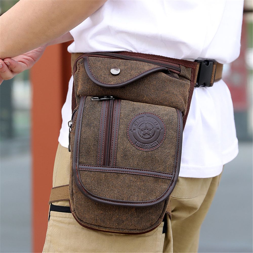 Men Canvas Waist Drop Leg Bag  - Motorcycle Leg Bag Drop Thigh Pouch recension och pris