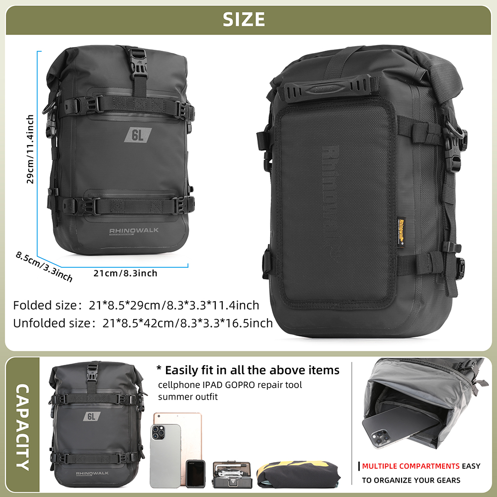 Rhinowalk 2 PCS Motorcycle Cra - Motorcycle Crash Bar Waterproof Dry Bag recension och pris