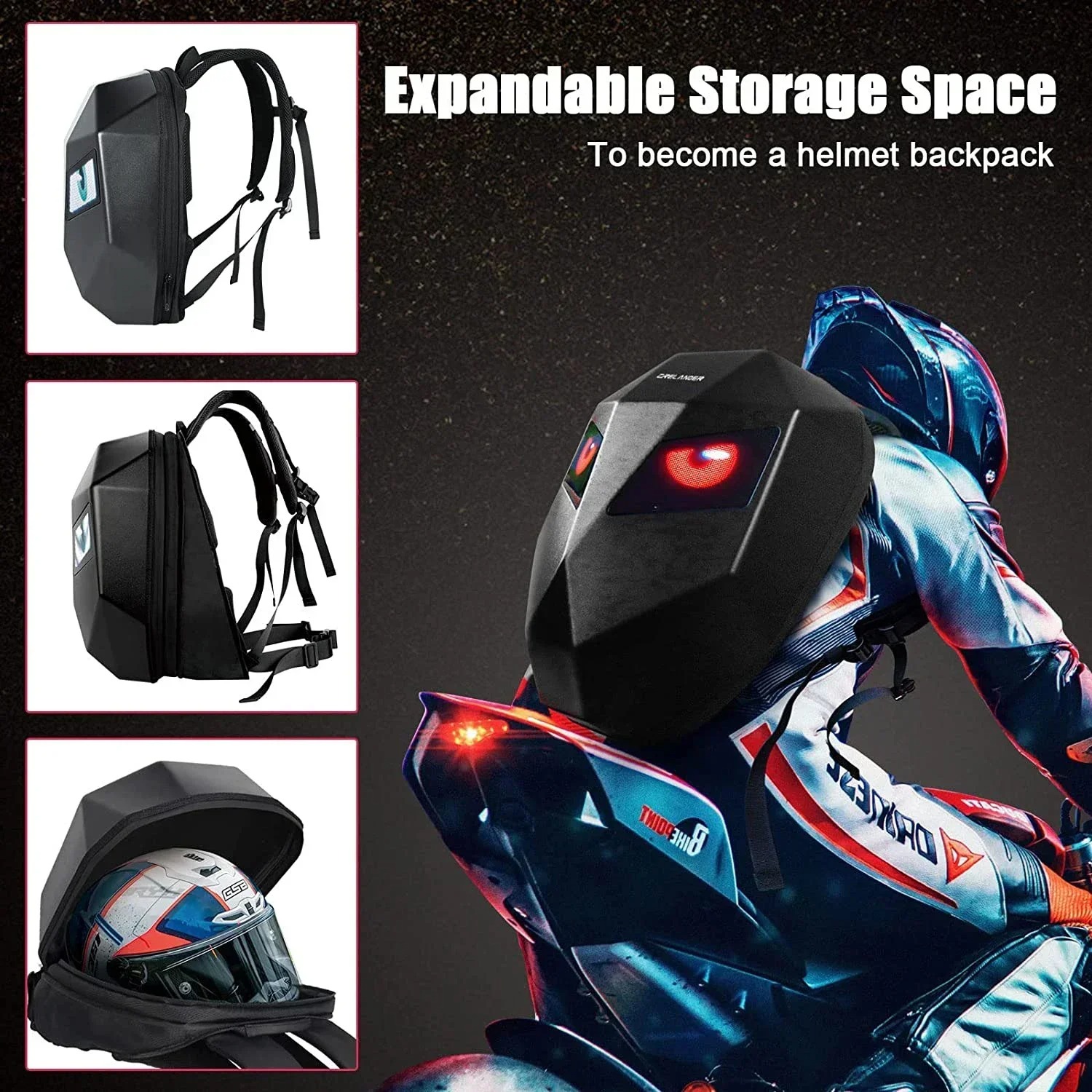 Knight Cycling LED Backpack wi - Motorcycle Helmet Backpack Waterproof Led recension och pris
