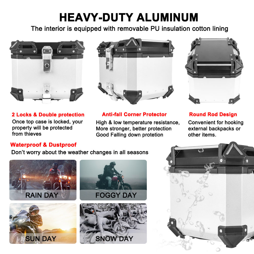 45L 55L 65L Universal Top Box  - Aluminum Top Case Luggage Box 45L 55L recension och pris