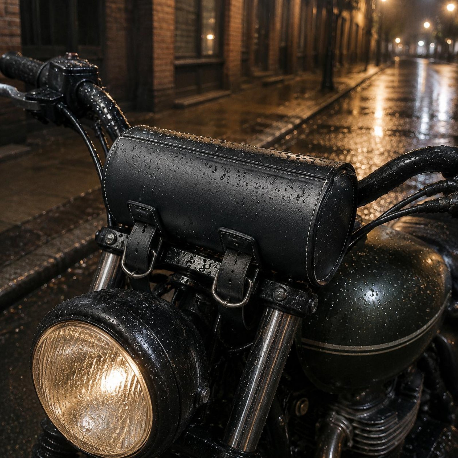 Vintage Leather Motorcycle Bag - Waterproof Motorcycle Handlebar Bag Pouch recension och pris