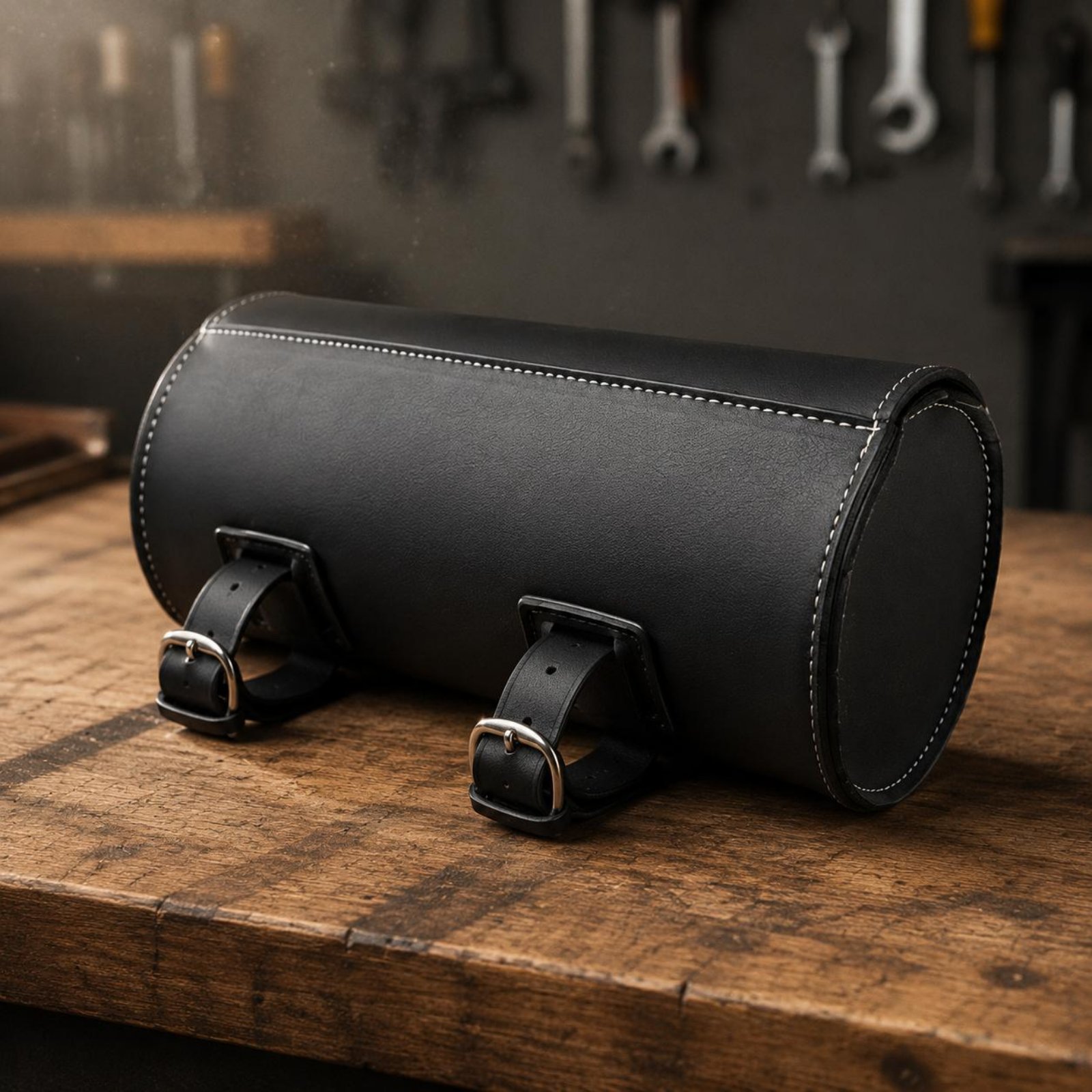 Vintage Leather Motorcycle Bag - Waterproof Motorcycle Handlebar Bag Pouch recension och pris